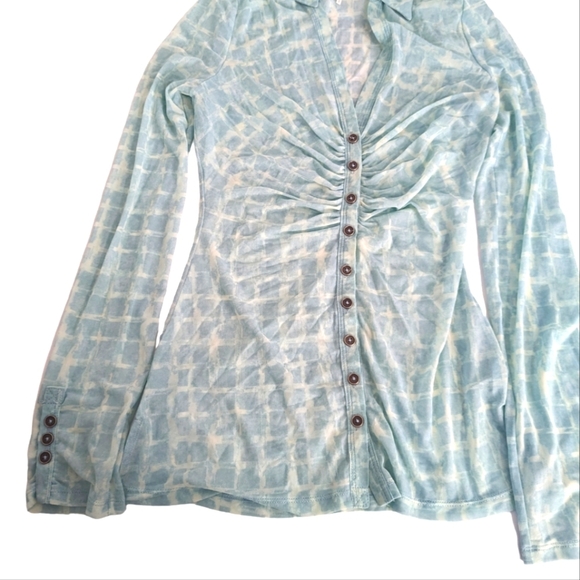 Free People Sheer Micromesh Button Blouse..Size M - Picture 4 of 7